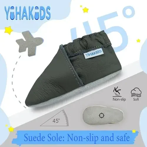 YIHAKIDS Baby Leather Shoes Soft Sole First Walking Moccasins Infants Toddler Boys Girls Crawling Slippers Slip-on Shoes Solid Color Shoes - 3