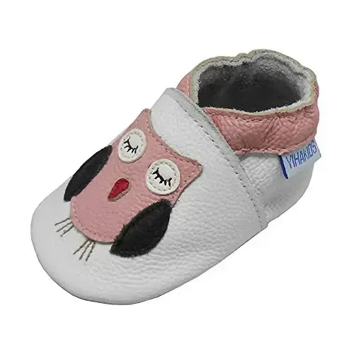 YIHAKIDS Baby Leather Shoes Soft Sole First Walking Moccasins Infants Toddler Boys Girls Crawling Slippers Slip-on Shoes with Elastic Ankle 