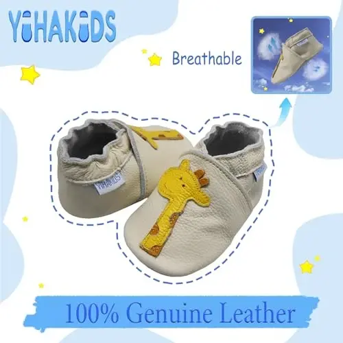 YIHAKIDS Baby Leather Shoes Soft Sole Baby Shoes First Walking Moccasins Pre-Walker Shoes Boys Girls Crawling Slippers Slip-on Crib Shoes 