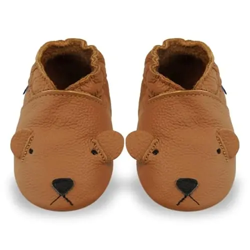 YIHAKIDS Baby Leather Shoes Soft Sole First Walking Moccasins Infants Toddler Boys Girls Crawling Slippers Slip-on Shoes with Elastic Ankle - 6
