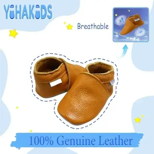 YIHAKIDS Baby Leather Shoes Soft Sole First Walking Moccasins Infants Toddler Boys Girls Crawling Slippers Slip-on Shoes Solid Color Shoes - YIHAKIDS (1)