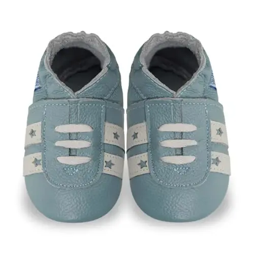 YIHAKIDS Baby Leather Shoes Soft Sole First Walking Moccasins Infants Toddler Boys Girls Crawling Slippers Slip-on Shoes with Elastic Ankle - 6