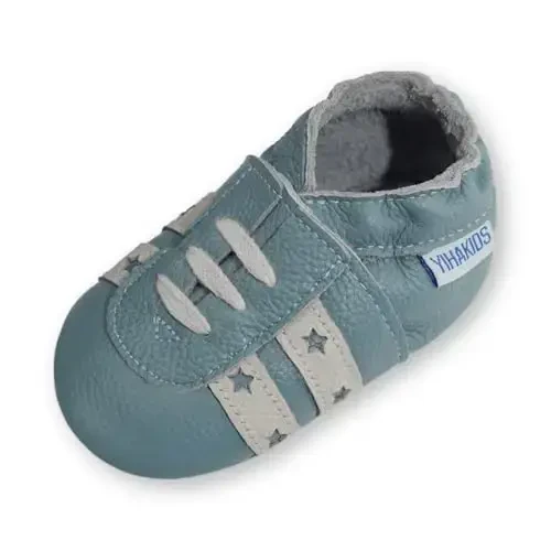 YIHAKIDS Baby Leather Shoes Soft Sole First Walking Moccasins Infants Toddler Boys Girls Crawling Slippers Slip-on Shoes with Elastic Ankle - YIHAKIDS