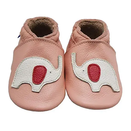 YIHAKIDS Baby Leather Shoes Soft Sole First Walking Moccasins Infants Toddler Boys Girls Crawling Slippers Slip-on Shoes with Elastic Ankle - 6