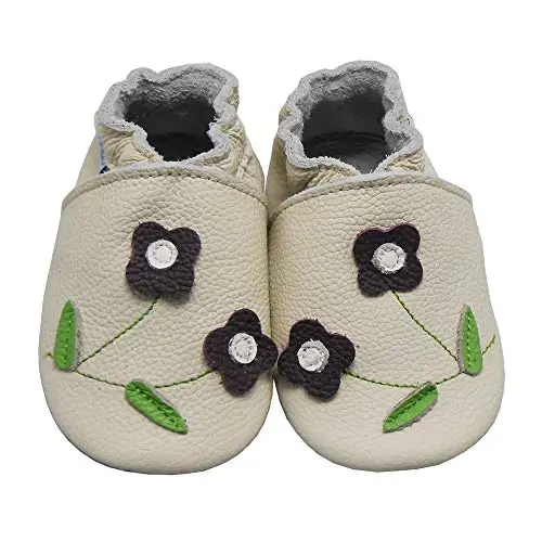 YIHAKIDS Baby Leather Shoes Soft Sole First Walking Moccasins Infants Toddler Boys Girls Crawling Slippers Slip-on Shoes with Elastic Ankle - 6