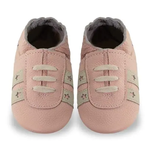 YIHAKIDS Baby Leather Shoes Soft Sole First Walking Moccasins Infants Toddler Boys Girls Crawling Slippers Slip-on Shoes with Elastic Ankle - 6