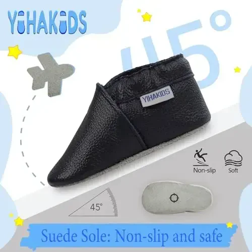 YIHAKIDS Baby Leather Shoes Soft Sole First Walking Moccasins Infants Toddler Boys Girls Crawling Slippers Slip-on Shoes Solid Color Shoes - 3