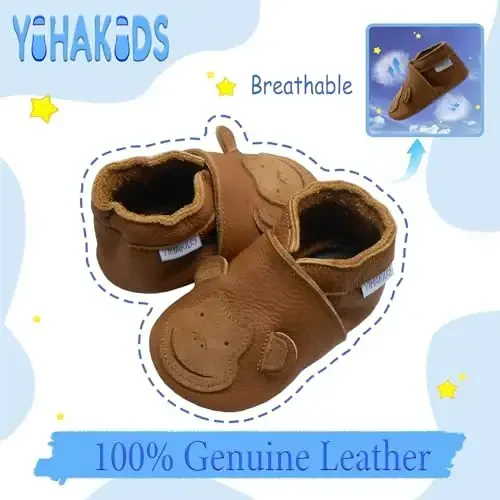 YIHAKIDS Baby Leather Shoes Soft Sole First Walking Moccasins Infants Toddler Boys Girls Crawling Slippers Slip-on Shoes with Elastic Ankle - YIHAKIDS (1)
