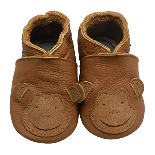 YIHAKIDS Baby Leather Shoes Soft Sole First Walking Moccasins Infants Toddler Boys Girls Crawling Slippers Slip-on Shoes with Elastic Ankle - 6
