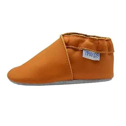 YIHAKIDS Baby Leather Shoes Soft Sole First Walking Moccasins Infants Toddler Boys Girls Crawling Slippers Slip-on Shoes Solid Color Shoes - 4