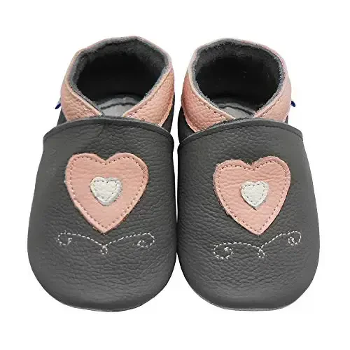 YIHAKIDS Baby Leather Shoes Soft Sole First Walking Moccasins Infants Toddler Boys Girls Crawling Slippers Slip-on Shoes with Elastic Ankle - 6