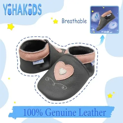 YIHAKIDS Baby Leather Shoes Soft Sole Baby Shoes First Walking Moccasins Pre-Walker Shoes Boys Girls Crawling Slippers Slip-on Crib Shoes 
