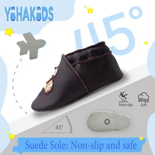 YIHAKIDS Baby Leather Shoes Soft Sole Baby Shoes First Walking Moccasins Pre-Walker Shoes Boys Girls Crawling Slippers Slip-on Crib Shoes - 3
