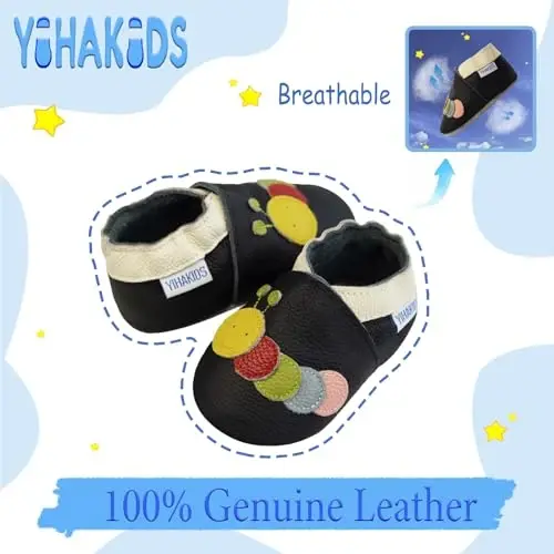 YIHAKIDS Baby First Walking Shoes Genuine Leather Baby Moccasins Soft Sole Slippers Crib Shoes Anti-Slip Booties for Boys Girls Infant Toddler - YIHAKIDS (1)