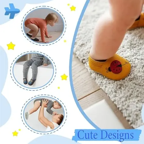YIHAKIDS Baby First Walking Shoes Genuine Leather Baby Moccasins Soft Sole Slippers Crib Shoes Anti-Slip Booties for Boys Girls Infant Toddler - 5