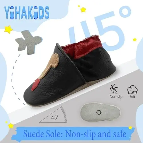 YIHAKIDS Baby First Walking Shoes Genuine Leather Baby Moccasins Soft Sole Slippers Crib Shoes Anti-Slip Booties for Boys Girls Infant Toddler - 3