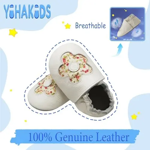 YIHAKIDS Baby First Walking Shoes Genuine Leather Baby Moccasins Soft Sole Slippers Crib Shoes Anti-Slip Booties for Boys Girls Infant Toddler - YIHAKIDS (1)
