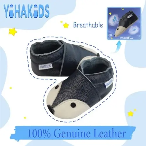 YIHAKIDS Baby First Walking Shoes Genuine Leather Baby Moccasins Soft Sole Slippers Crib Shoes Anti-Slip Booties for Boys Girls Infant Toddler - YIHAKIDS (1)