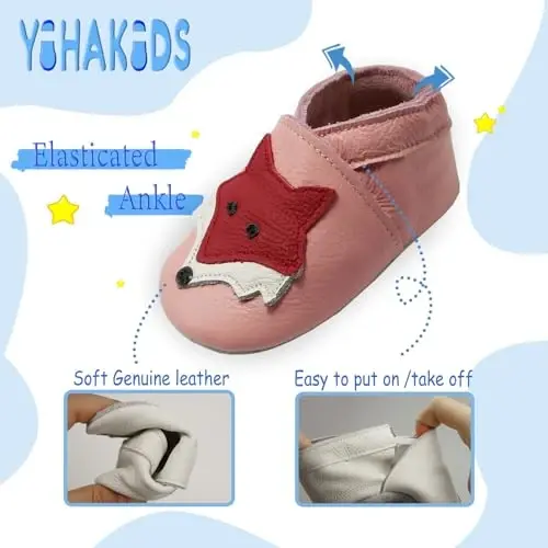 YIHAKIDS Chaqaloqlar uchun Birinchi Yurish Poyabzali Asl Teri Chaqaloq Moccasins Yumshoq Taglik Sharflar Beşik Poyabzali O'g'il Qizlar Chaqaloqlar uchun Sirpanmaydigan etikchalar - 5