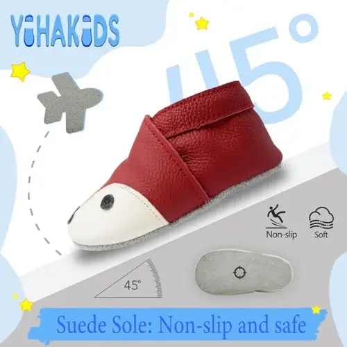 YIHAKIDS Chaqaloqlar uchun Birinchi Yurish Poyabzali Haqiqiy Teridan Tayyorlangan Chaqaloq Makkasinlari Yumshoq Taglikli Shiptaklar Beshik Poyabzali O'g'il Qizlar Chaqaloqlar uchun Sürgənsiz Botinkalar - 3
