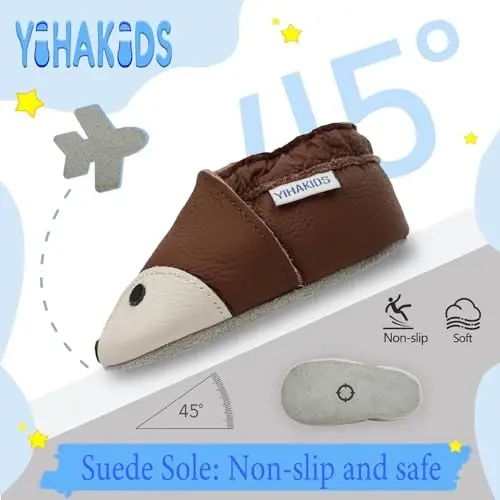 YIHAKIDS Chaqaloqlar uchun Birinchi Yurish Poyabzali Haqiqiy Teridan Tayyorlangan Chaqaloq Mokasinlari Yumshoq Taglikli Shipkalar Beshik Poyabzali O'g'il Qizlar uchun Sürpanmaydigan Botinkalar Go'dak Yosh Bola - 3