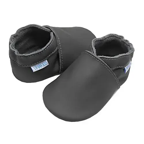 YIHAKIDS Chaqaloqlar uchun charm poyabzal Yumshoq taglik Birinchi qadam Moccasinlar Go'dak o'g'il bolalar Qizlar Emaklash terliklari Kiyish oson poyabzal Bir rangli poyabzal - 3