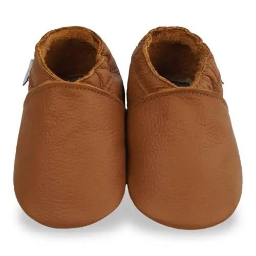 YIHAKIDS Chaqaloqlar uchun charm poyabzal Yumshoq taglik Birinchi qadam Moccasinlar Go'dak O'g'il bolalar Qizlar Emaklash Terliklari Kiyish oson Poyabzal Bir xil rangdagi poyabzal - 6