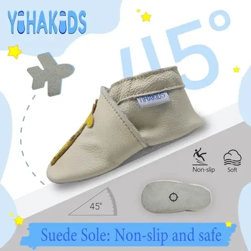 YIHAKIDS Chaqaloqlar uchun charm poyabzal Yumshoq taglik Birinchi qadam Moccasinlar Go'daklar O'g'il bolalar Qizlar Emaklash uchun Shipaklar Elastik to'piqli Slip-on poyabzal - YIHAKIDS (1)