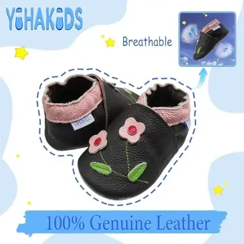 YIHAKIDS Chaqaloqlar uchun charm poyabzal Yumshoq taglik Birinchi qadam Moccasinlar Go'daklar O'g'il bolalar Qizlar Emaklash uchun shippak Elastik to'piqli o'ralgan poyabzal - 2