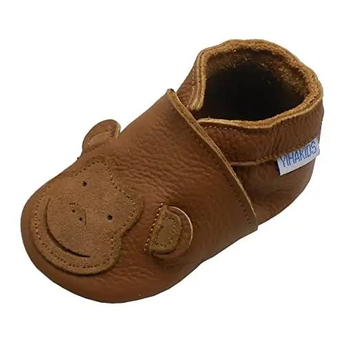 YIHAKIDS Chaqaloqlar uchun charm poyabzal Yumshoq taglik Birinchi qadam Moccasinlar Go'daklar O'g'il bolalar Qizlar Emaklash uchun shippak Elastik to'piqli sirpanadigan poyabzal 