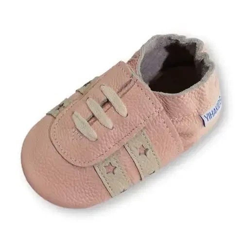 YIHAKIDS Chaqaloqlar uchun charm poyabzal Yumshoq taglik Birinchi qadam Moccasinlar Go'daklar O'g'il bolalar Qizlar Emaklash uchun shippak Elastik to'piqli sirpanish poyabzallari 