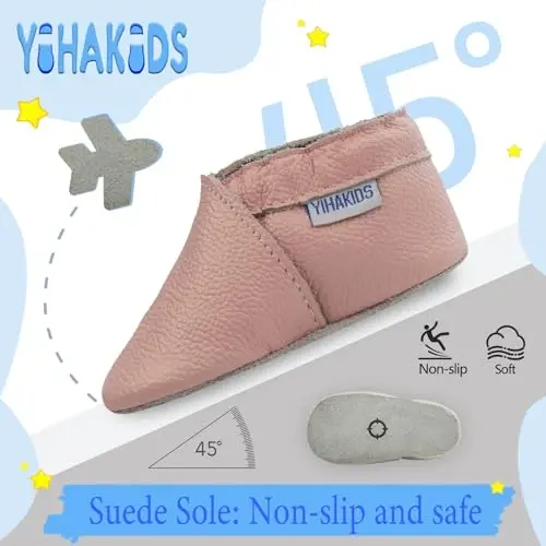 YIHAKIDS Chaqaloqlar uchun charm poyabzal Yumshoq taglik Birinchi qadamlar uchun mokasinlar Go'dak o'g'il bolalar qizlar Emaklash uchun shippakchalar Kiyish oson poyabzal Bir rangli poyabzal - 3