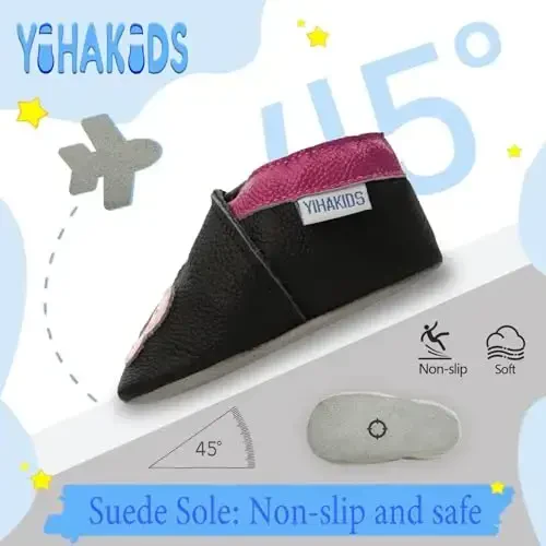 YIHAKIDS Chaqaloqlar uchun charm poyabzal Yumshoq taglik Birinchi yurish mokasinlari Go'daklar O'g'il bolalar Qizlar Emaklash terliklari Elastik to'piqli sirpanch poyabzal - 3