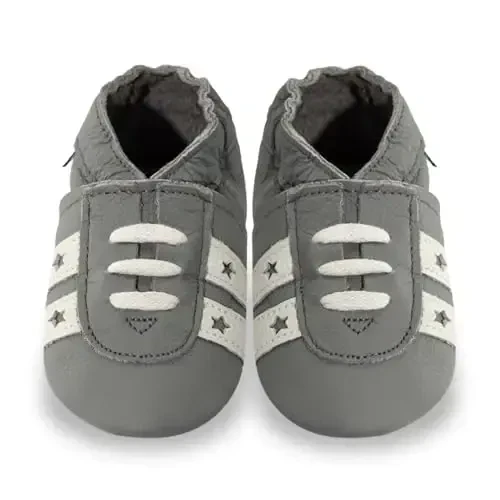 YIHAKIDS Chaqaloqlar uchun charm poyabzal Yumshoq taglik Birinchi yurish mokasinlari Go'daklar O'g'il bolalar Qizlar Emaklash uchun terliklar Elastik to'piqli sirpanish poyafzallari - 6