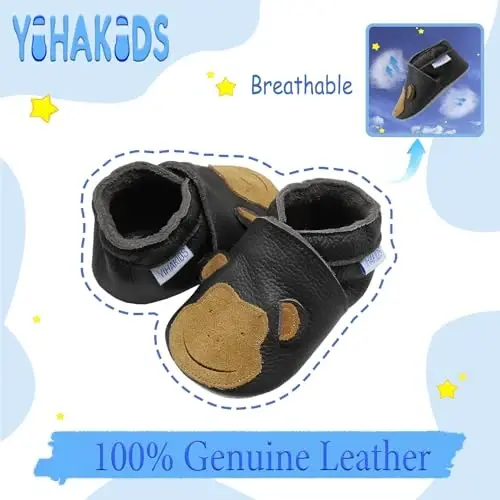 YIHAKIDS Chaqaloqlar uchun charm poyabzal Yumshoq taglik Birinchi yurish mokasinlari Go'daklar O'g'il bolalar Qizlar Emaklash uchun terliklar Elastik to'piqli slip-on poyabzal - 1