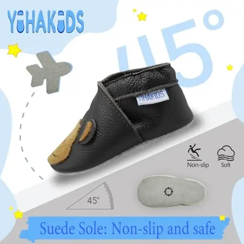 YIHAKIDS Chaqaloqlar uchun charm poyabzal Yumshoq taglik Birinchi yurish mokasinlari Go'daklar O'g'il bolalar Qizlar Emaklash uchun terliklar Elastik to'piqli slip-on poyabzal - 2