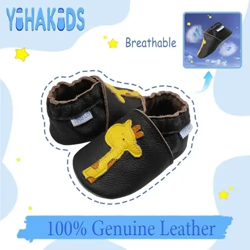 YIHAKIDS Chaqaloqlar uchun charm poyabzal Yumshoq taglik Birinchi yurish mokasinlari Go'daklar O'g'il bolalar Qizlar Emaklash uchun terliklar Elastik to'piqli slip-on poyabzal - 2