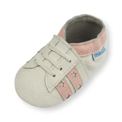 YIHAKIDS Chaqaloqlar uchun charm poyafzal Yumshoq taglik Birinchi qadamlar Mokasinlar Go'daklar O'g'il bolalar Qizlar Emaklash uchun tufli Elastik to'piqli slip-on poyafzal 