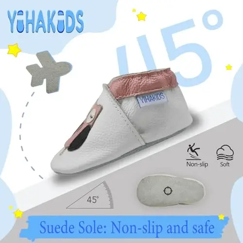 YIHAKIDS Chaqaloqlar uchun charm poyafzallari Yumshoq taglik Birinchi yurish mokasinlari Go'daklar O'g'il bolalar Qizlar Emaklash uchun shippak Elastik to'piqli sirpanmaydigan poyafzal - 3