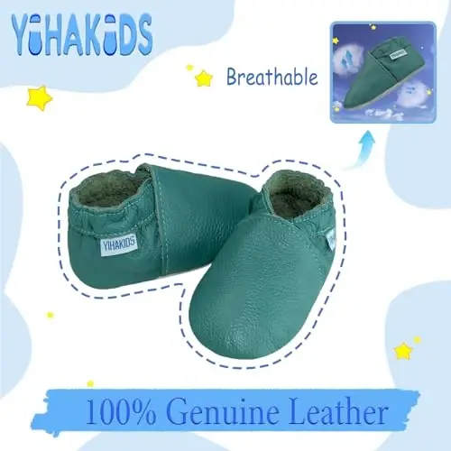YIHAKIDS Chaqaloqlar uchun charm poyafzallari Yumshoq taglik Birinchi yurish mokasinlari Go'daklar O'g'il bolalar Qizlar Emaklash uchun shippakchalar Oyoq kiyimlar Bir rangli poyafzallar - MODAZONE (1)