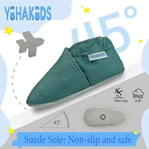 YIHAKIDS Chaqaloqlar uchun charm poyafzallari Yumshoq taglik Birinchi yurish mokasinlari Go'daklar O'g'il bolalar Qizlar Emaklash uchun shippakchalar Oyoq kiyimlar Bir rangli poyafzallar - 3