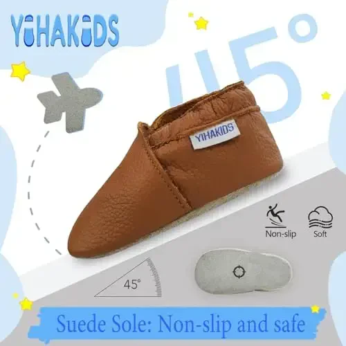 YIHAKIDS Baby Leather Shoes Soft Sole First Walking Moccasins Infants Toddler Boys Girls Crawling Slippers Slip-on Shoes Solid Color Shoes - 3
