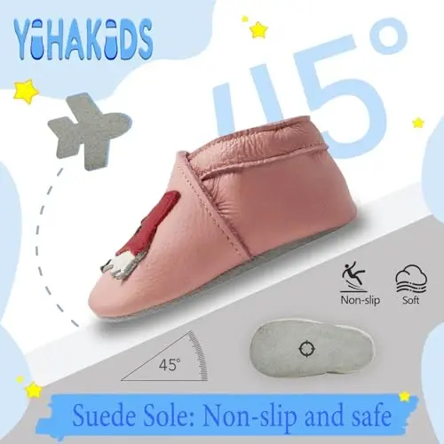YIHAKIDS Детские первые ходячие туфли Натуральная кожа Детские мокасины Мягкая подошва Тапочки Детские туфли Нескользящие пинетки для мальчиков Девочки Младенец Малыш - 4