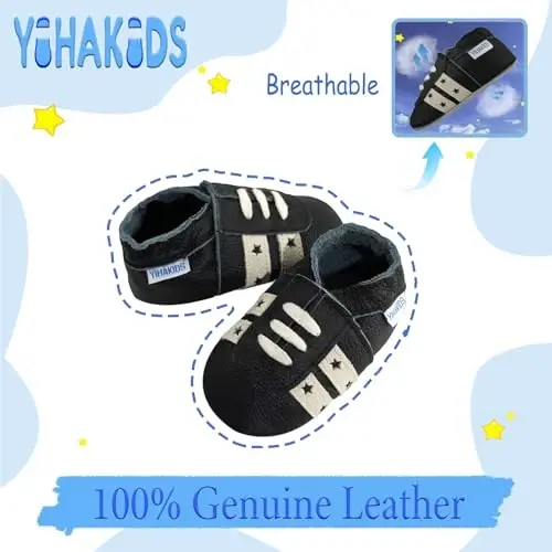 YIHAKIDS Soft Leather Baby Shoes Boys Girls Moccasins First Walking Crib Shoes Soft Sole Walking Shoes Sneakers for Infant Toddlers 0-24 Months - YIHAKIDS (1)