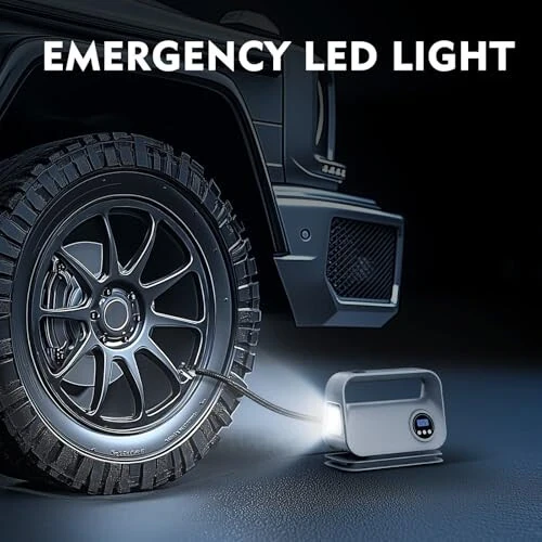 YIJU Tire Inflator Portable Air Compressor, DC 12V Portable Tire Inflator for Car, Air Tire Pump with Digital Tire Pressure Gauge and LED Light, Portable Air Compressor for Car Tires, Motorcycle, Bike - 4