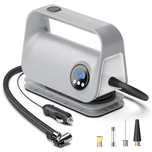 YIJU Tire Inflator Portable Air Compressor, DC 12V Portable Tire Inflator for Car, Air Tire Pump with Digital Tire Pressure Gauge and LED Light, Portable Air Compressor for Car Tires, Motorcycle, Bike - 6