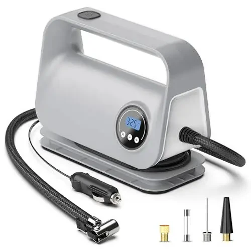 YIJU Tire Inflator Portable Air Compressor, DC 12V Portable Tire Inflator for Car, Air Tire Pump with Digital Tire Pressure Gauge and LED Light, Portable Air Compressor for Car Tires, Motorcycle, Bike - 6