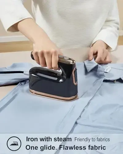 YIKA Portable Steamer for Clothes, Handheld Garment Clothing Steamer Iron, Ironing & Steaming 2 in 1, Large Soleplate, 45S Heat Up, Fabric Wrinkle Remover for Home and Travel - 5