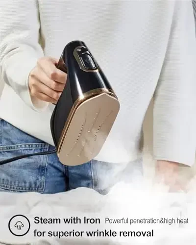 YIKA 2-in-1 Steam Iron & Clothes Steamer - Handheld Portable Garment Wrinkle Remover, Fast Heat-Up, Large Soleplate, 300ml Water Tank - Lightweight for Home, Travel, and Office Use - 4