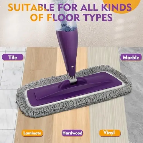Spray Mop for Floor Cleaning with Washable Reusable Pads - Microfiber Wet Dry Mop with 800 ml Refillable Bottle,Dust Mops with Sprayer for Hardwood Laminate Vinyl Tile - 7